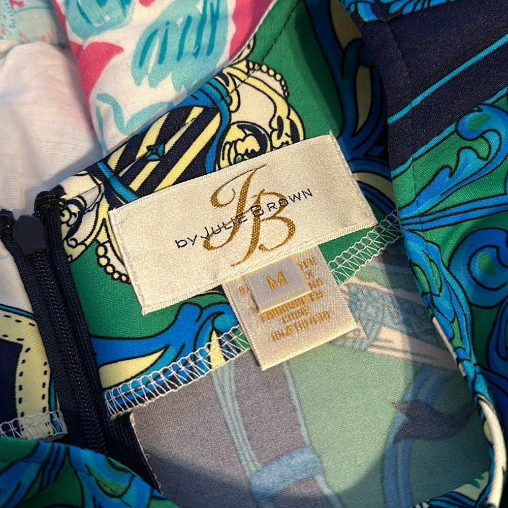 Julie Brown mini dress. Size M.  Green/blue/cream. - Picture 9 of 9